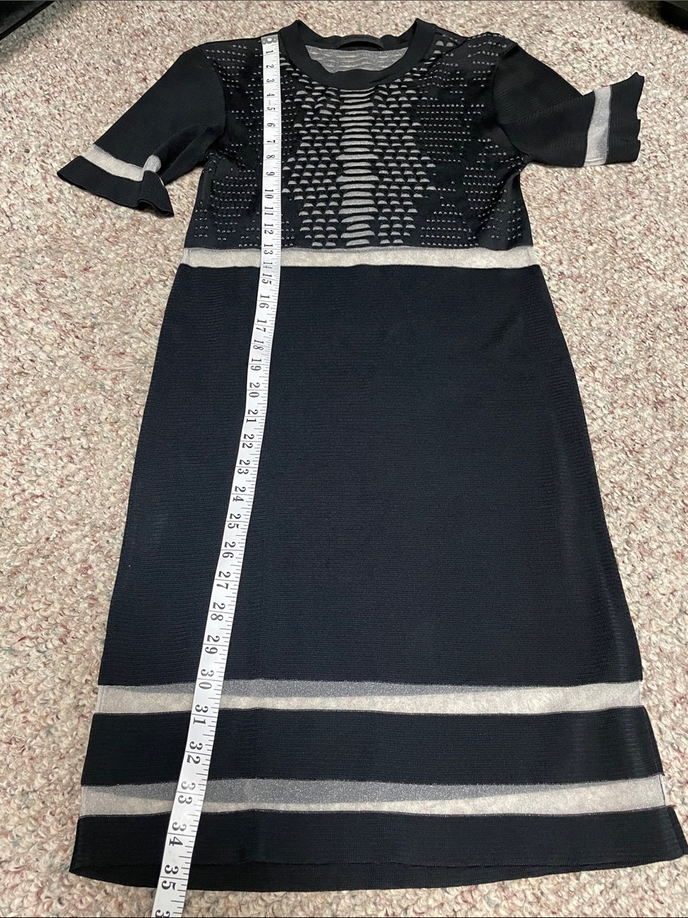 Alexander wang sheer silver mesh cut out Knit Short-Sleeve Dress- cool - Picture 8 of 10